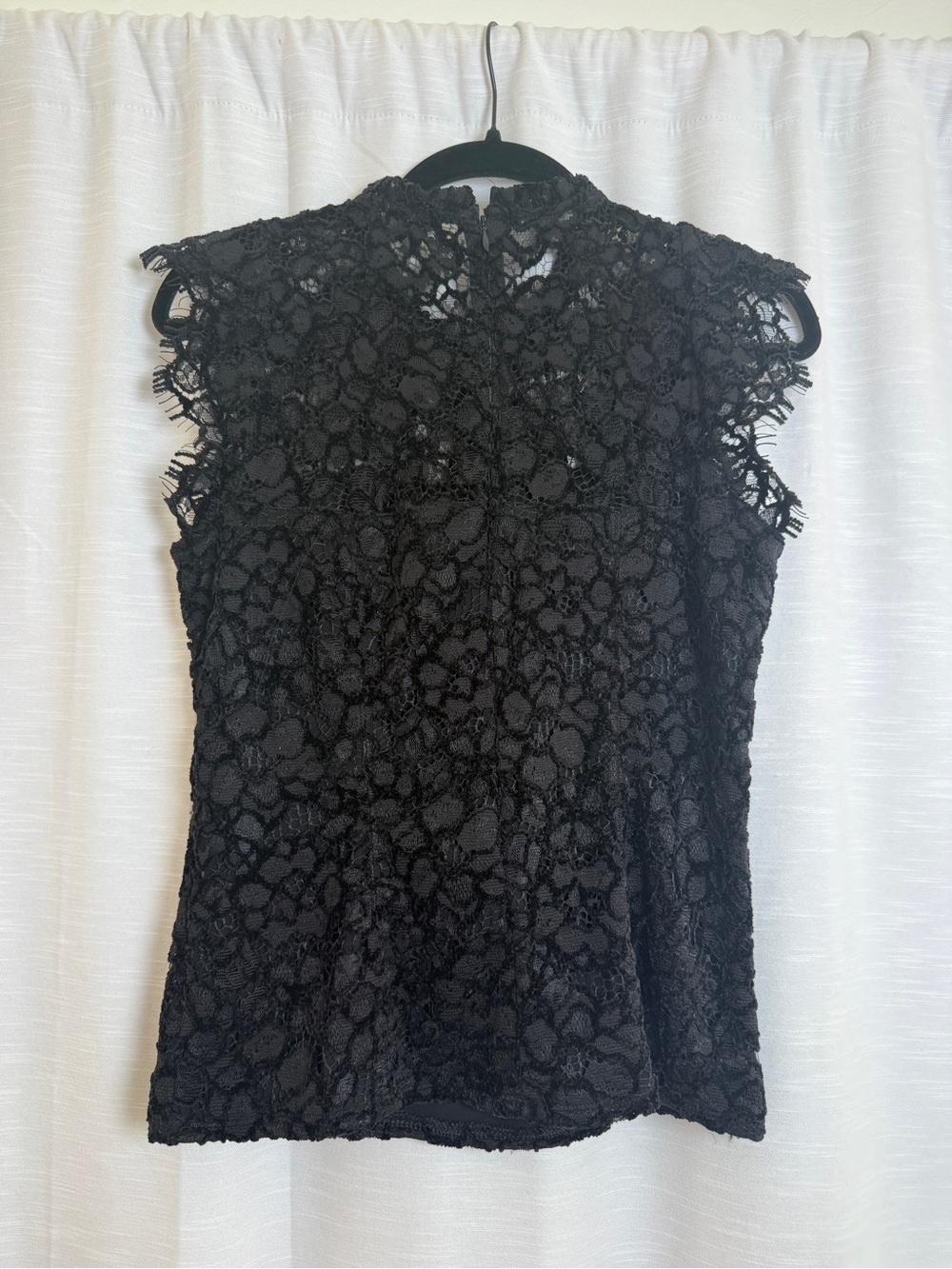 White House Black Market Black Lace Mock Neck Top | Size 2 - Picture 8 of 12